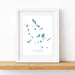 Framed map of Cyclades Islands on a white background
