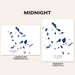 Two map prints of the Cyclades Islands, one in landscape and one in portrait orientation, on a light beige background.
