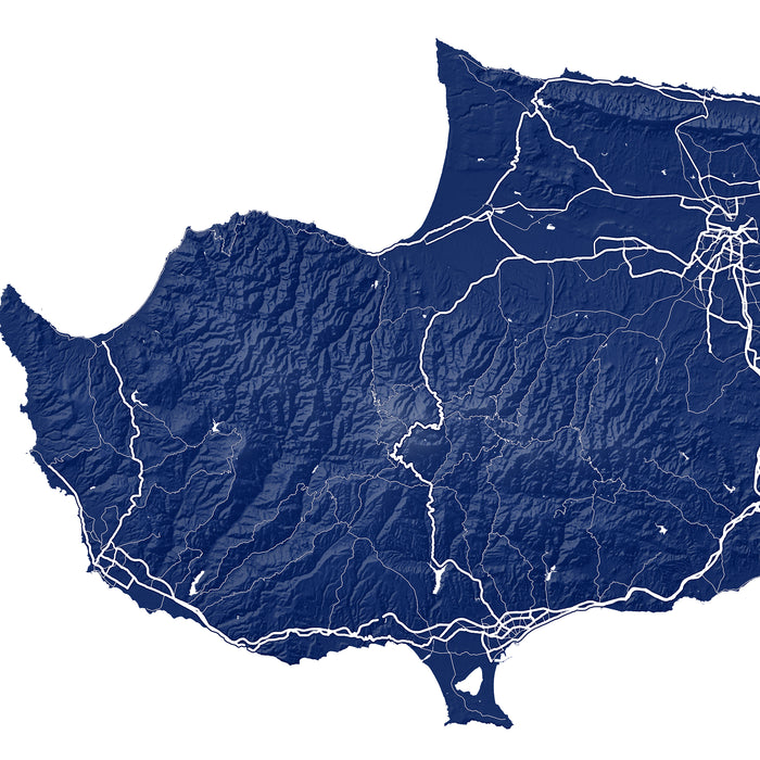 Topographic map of a region with detailed elevation lines on a white background