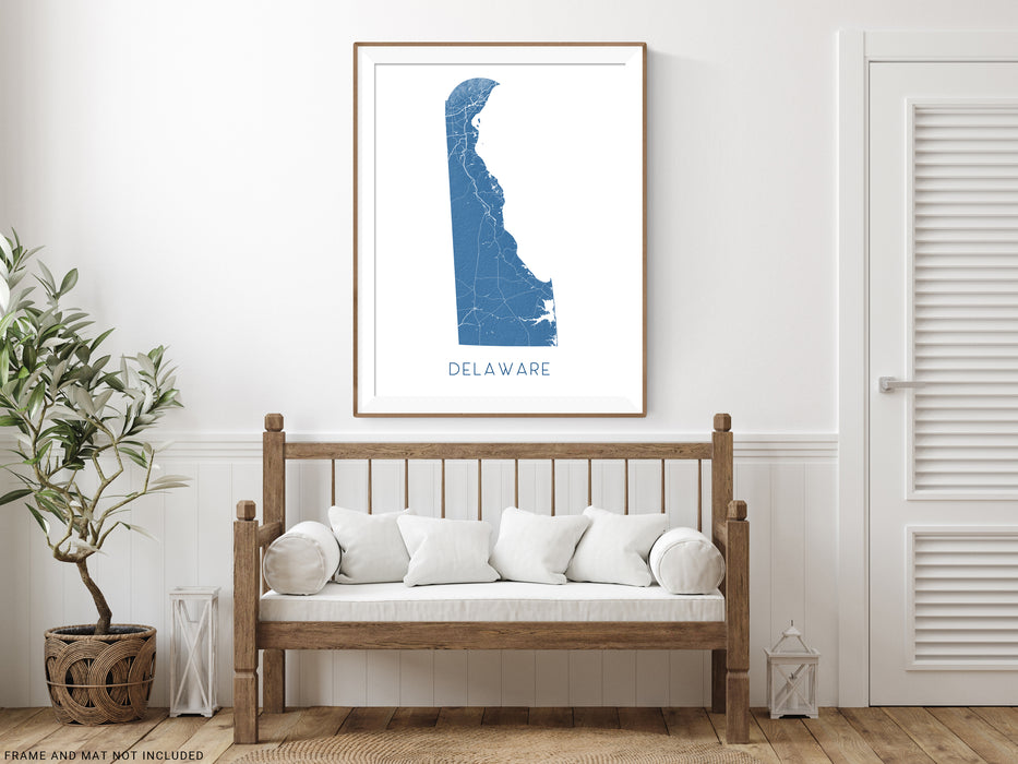 Delaware state map art print designed by Maps As Art.