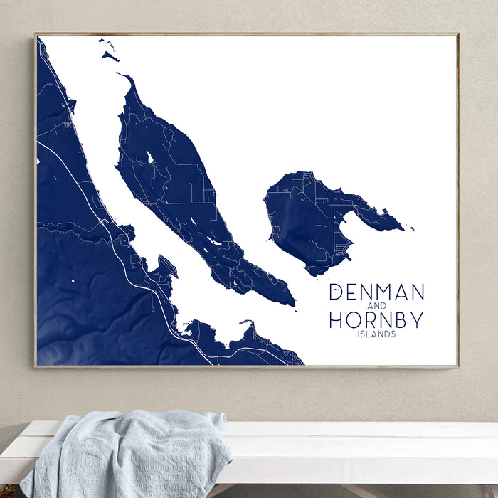 Denman and Hornby Islands Map Print: BC Gulf Islands Wall Art Poster
