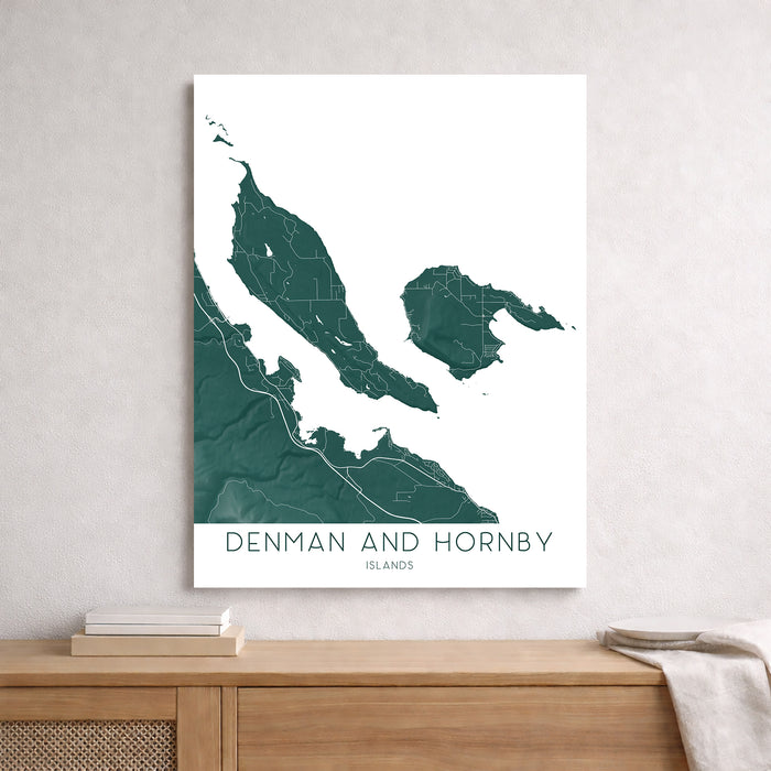 Denman and Hornby Islands Map Print: BC Gulf Islands Wall Art Poster