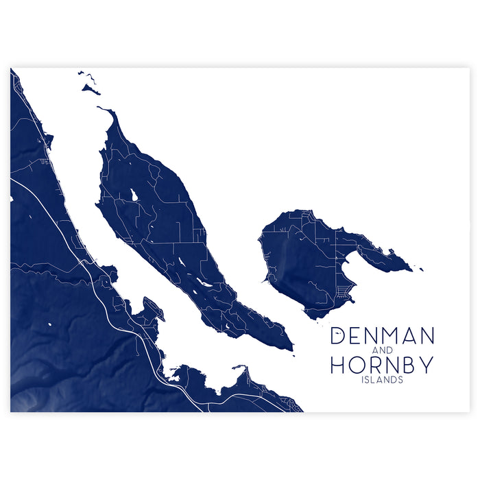 Denman and Hornby Islands Map Print: BC Gulf Islands Wall Art Poster