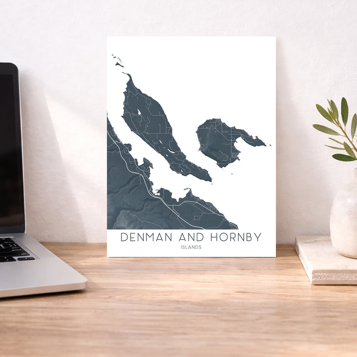 Denman and Hornby Islands Map Print: BC Gulf Islands Wall Art Poster