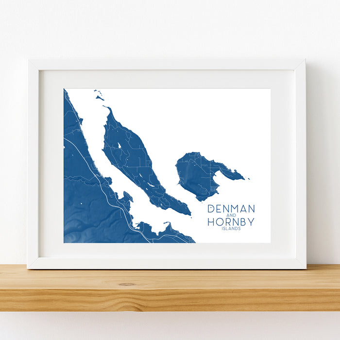 Denman and Hornby Islands Map Print: BC Gulf Islands Wall Art Poster