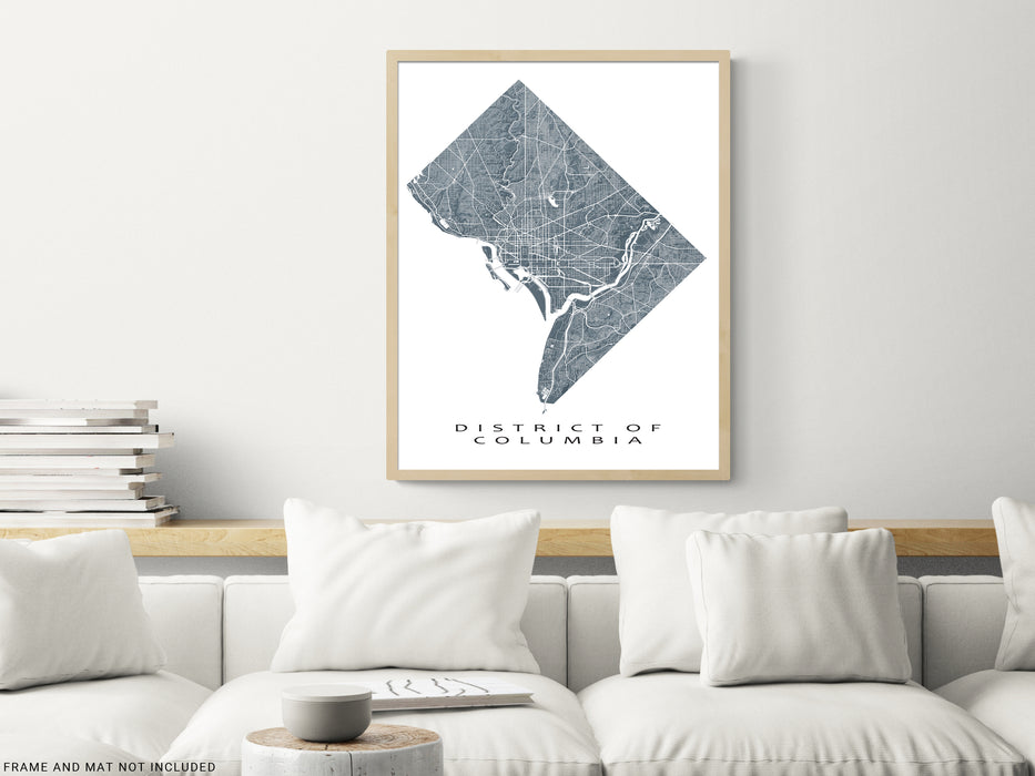 Washington DC - District of Columbia map print designed by Maps As Art.