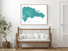 Dominican Republic map print with a turquoise topographic design by Maps As Art.