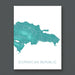 Map of the Dominican Republic in teal on a white background