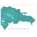 Map of the Dominican Republic in teal on a white background