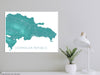 Dominican Republic map print with a turquoise topographic design by Maps As Art.