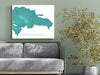 Dominican Republic map print with a turquoise topographic design by Maps As Art.