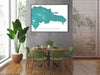 Dominican Republic map print with a turquoise topographic design by Maps As Art.