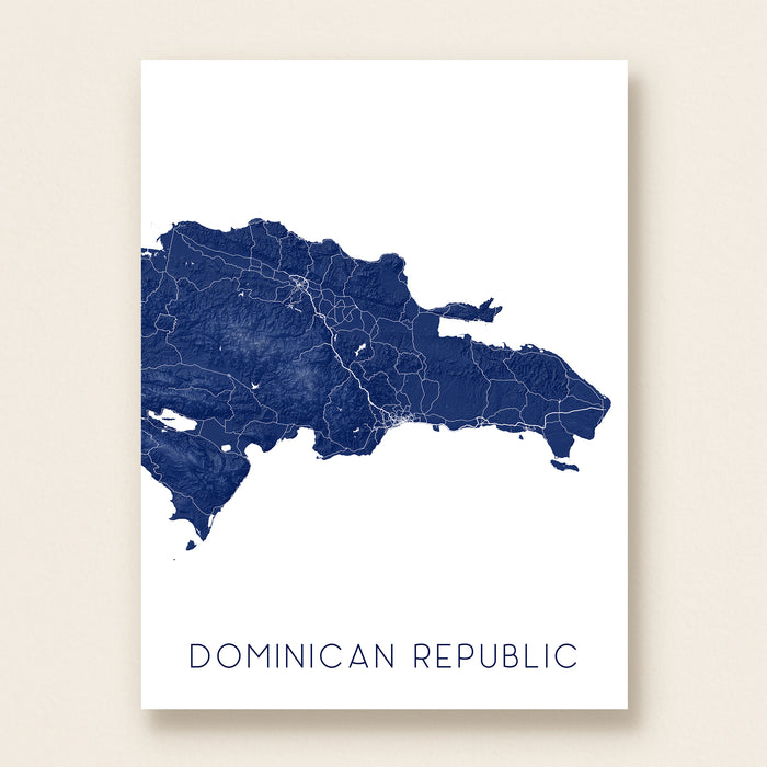Map of the Dominican Republic in blue on a white background