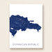 Map of the Dominican Republic in blue on a white background