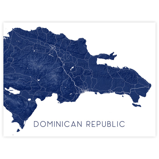 Map of the Dominican Republic in blue on a white background
