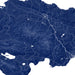 Topographic map of a region with mountainous terrain and roads.