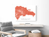 Dominican Republic map print with natural island landscape and main roads designed by Maps As Art.