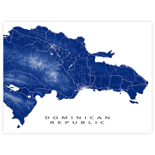 Map of the Dominican Republic in blue on a white background