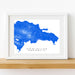 Framed map of the Dominican Republic on a white wall