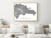 Dominican Republic map print with natural island landscape and main roads designed by Maps As Art.