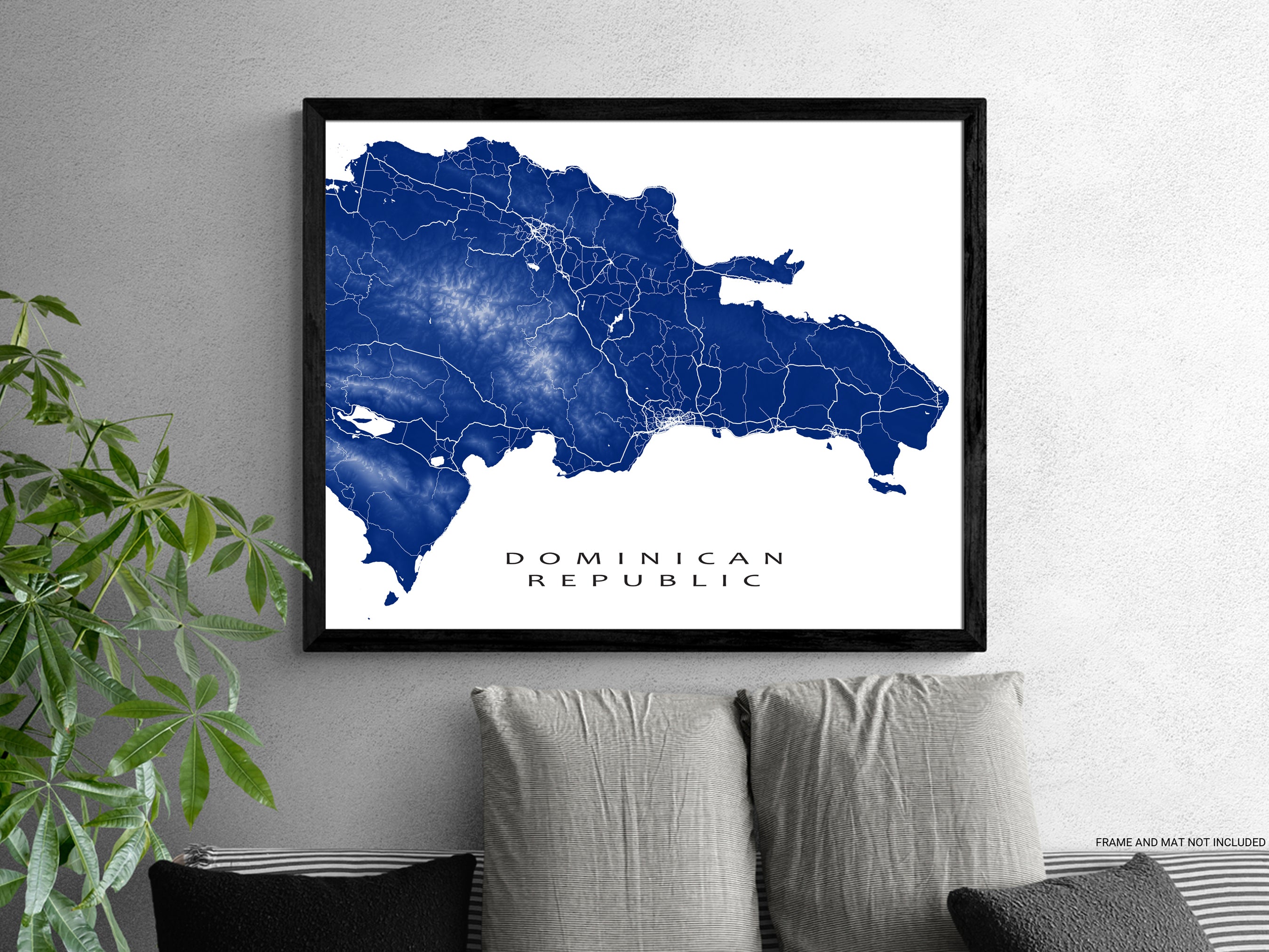 Dominican Republic Map Wall Art Print Poster, Caribbean Island Poster ...