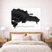 Map of the Dominican Republic on a wall above a bed in a bedroom setting