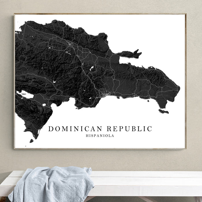 Map of the Dominican Republic on a white background with 'Dominican Republic' text.