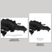 Two maps of the Dominican Republic, one landscape and one portrait, on a gray background.