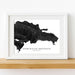 Framed map of the Dominican Republic on a white wall