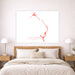 Bedroom with a map of Eleuthera on the wall above a bed.