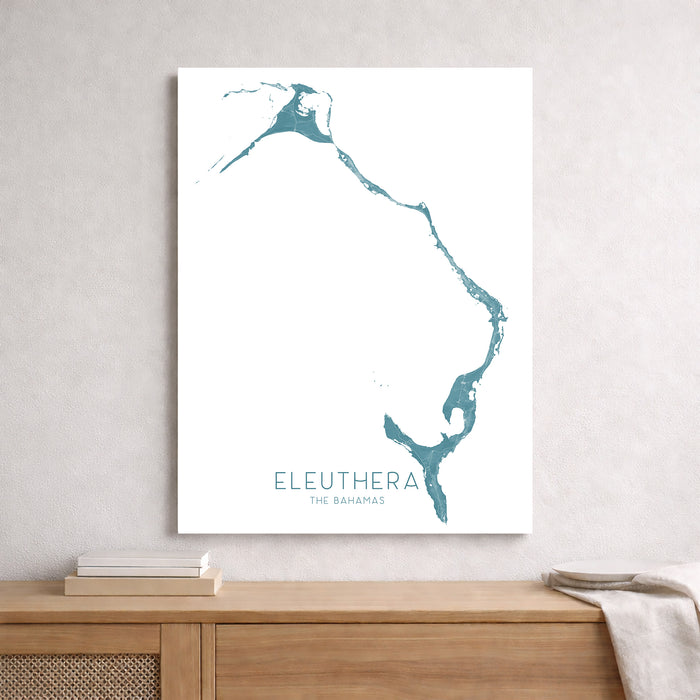 Map of Eleuthera, The Bahamas on a white background
