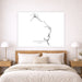 Map of Eleuthera, The Bahamas on a wall above a bed in a bedroom.