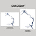 Two map prints of Eleuthera, Bahamas on a gray background with 'Midnight' text.