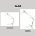 Two map prints of Eleuthera, Bahamas in sage color on a gray background.