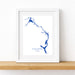 Framed map of Eleuthera, Bahamas on a white background