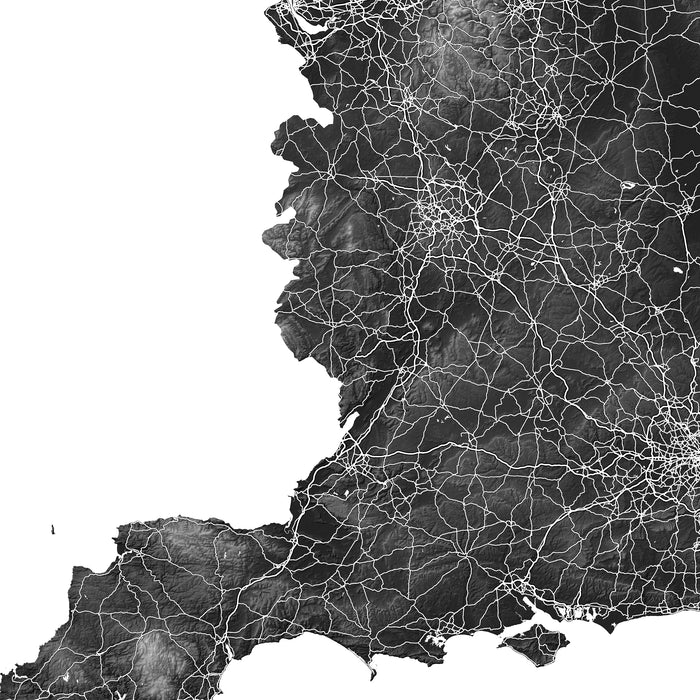 Topographic map of a coastal region with intricate line patterns