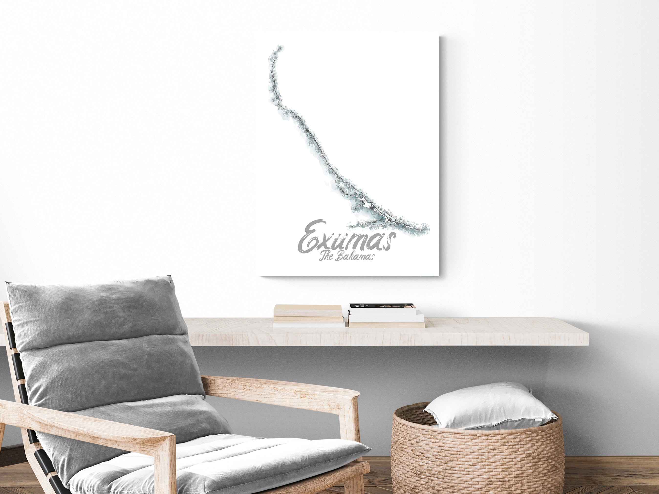 Exuma Poster Exumas Islands Map Wall Art Print Poster, Exuma, The Bahamas Island Ca ...