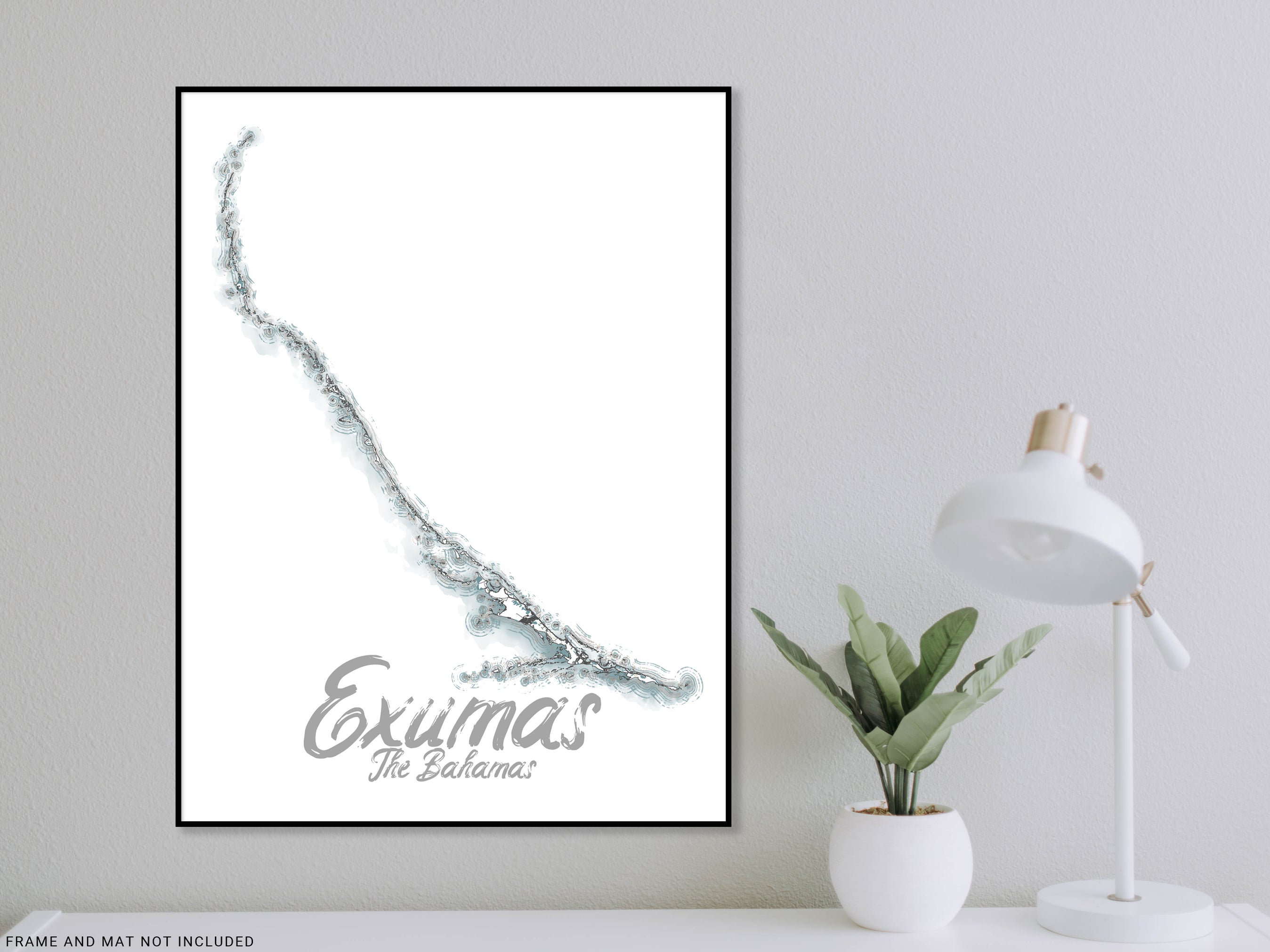 Exuma Poster Exumas Islands Map Wall Art Print Poster, Exuma, The Bahamas Island Ca ...