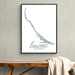 Framed artwork of Exumas, The Bahamas on a wall above a wooden bench.