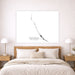 Bedroom with a map of Exumas, The Bahamas on the wall above a bed.