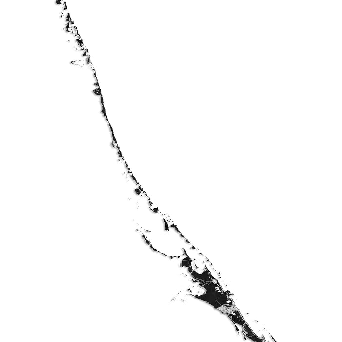 Black and white map close up of the Exumas Bahamas on a white background