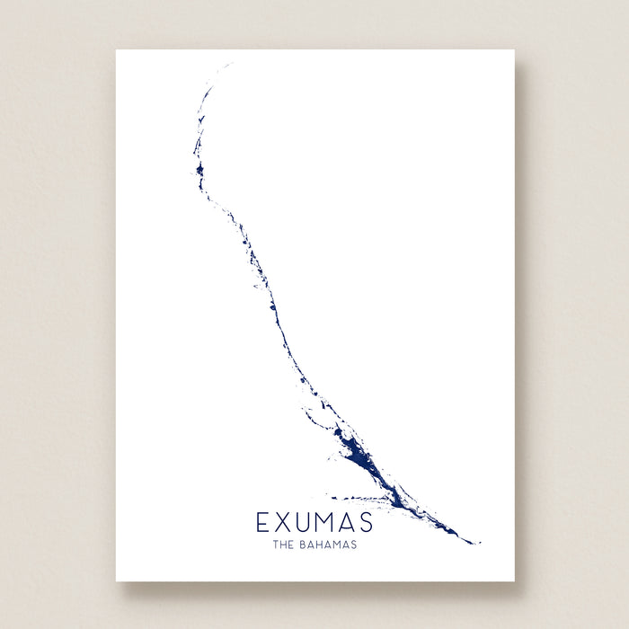 Map of Exumas, The Bahamas on a white background