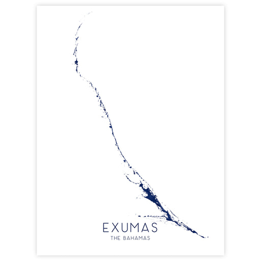 Map of Exumas, The Bahamas with a white background