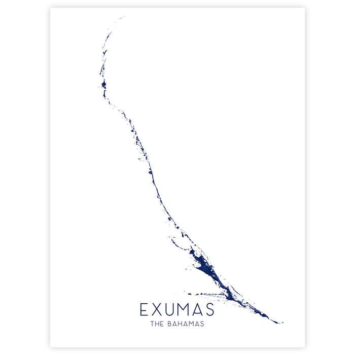 Map of Exumas, The Bahamas with a white background