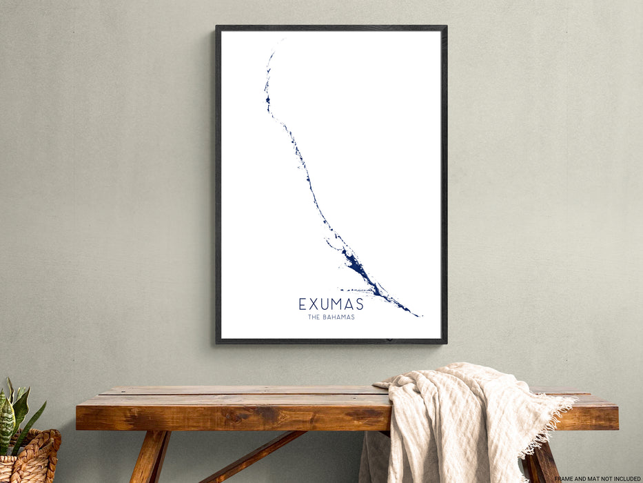 Exuma The Bahamas map print by Maps As Art.