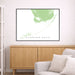 Map of Florida Keys framed on a wall above a wooden cabinet and sofa.