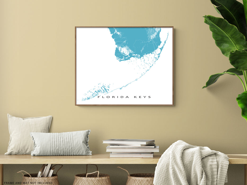 Florida Keys map print with streets and roads designed by Maps As Art.