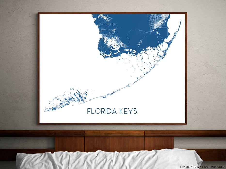Florida Keys map art print designed by Maps As Art.
