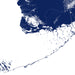 Map of a coastal area with blue and white colors