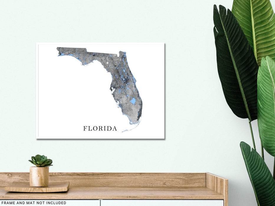 Florida map art print by Maps As Art.
